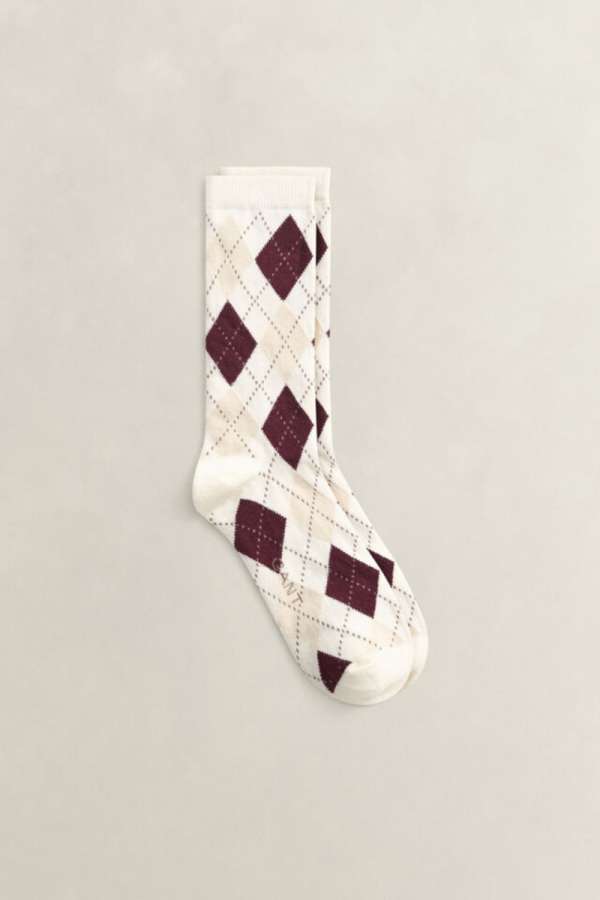 ZOKNI GANT ARGYLE CHECK SOCKS EGGSHELL