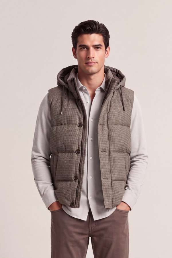 MELLÉNY GANT FLANNEL DOWN VET LIGHT TAUPE