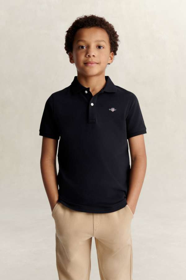 PÓLÓ GANT SHIELD PIQUE SS POLO SHIRT BLACK