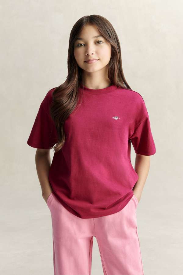 PÓLÓ GANT SHIELD SS SLUB T-SHIRT VIBRANT BURGUNDY