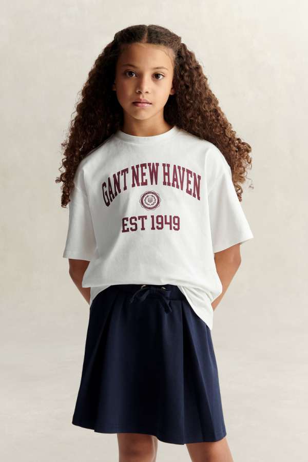 PÓLÓ GANT COLLEGE GRAPHIC T-SHIRT WHITE