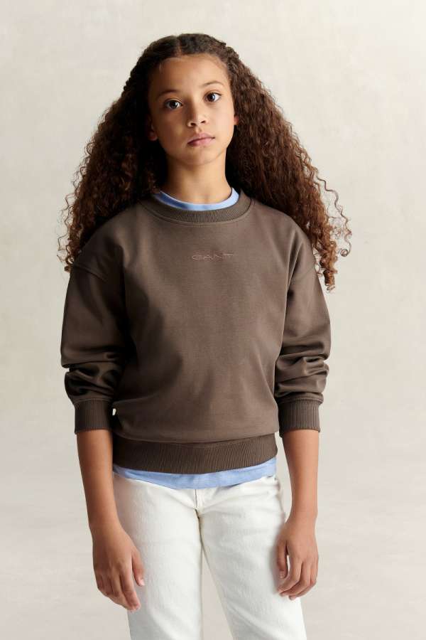 MELEGÍTŐFELSŐ GANT OVERSIZE CREW NECK SWEATSHIRT SHADOW BROWN