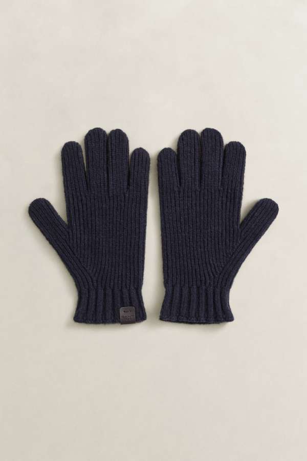 KESZTYŰ GANT LAMBSWOOL RIBBED GLOVE EVENING BLUE