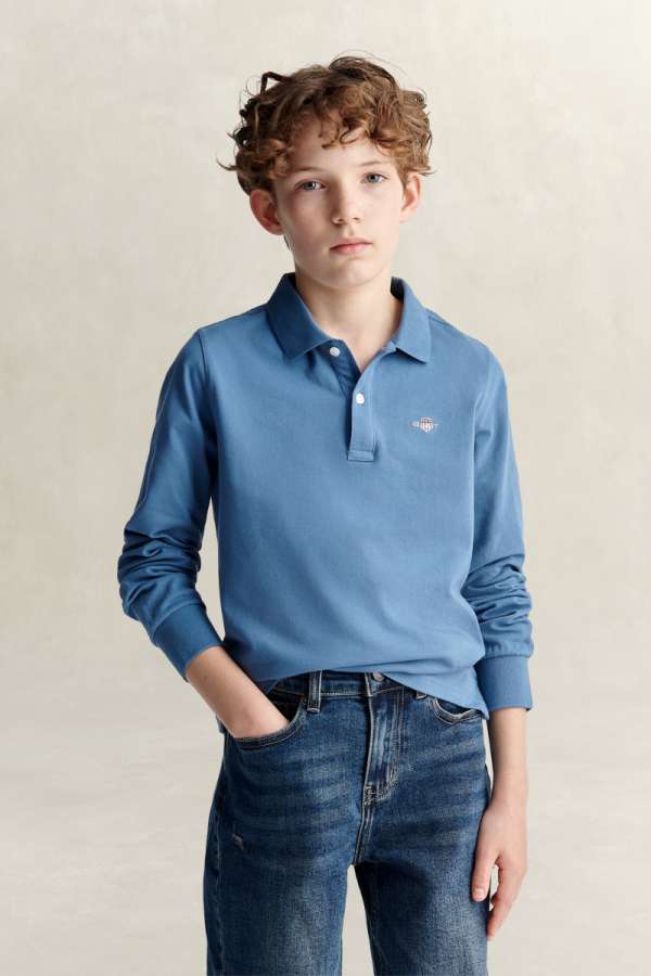 PÓLÓ GANT SHIELD LS PIQUE POLO SHIRT SALTY SEA