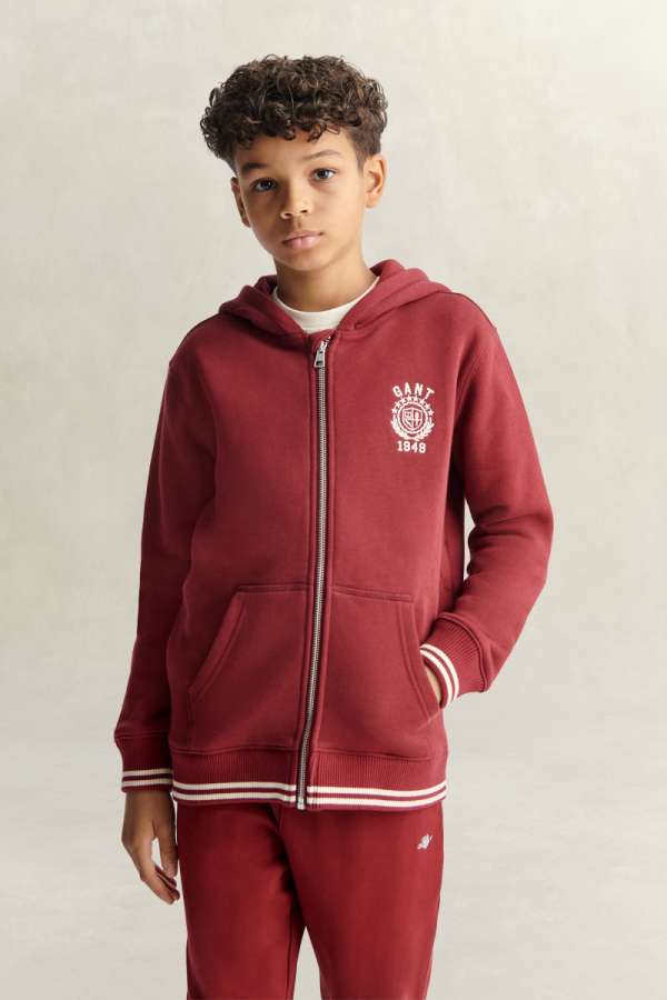 MELEGÍTŐFELSŐ GANT COLLEGIATE GRAPHIC FULL ZIP HOODIE PLUMPED RED
