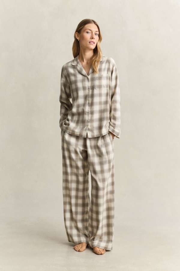 PIZAMA GANT CHECKED FLANNEL PAJAMA ET MIT TAUPE