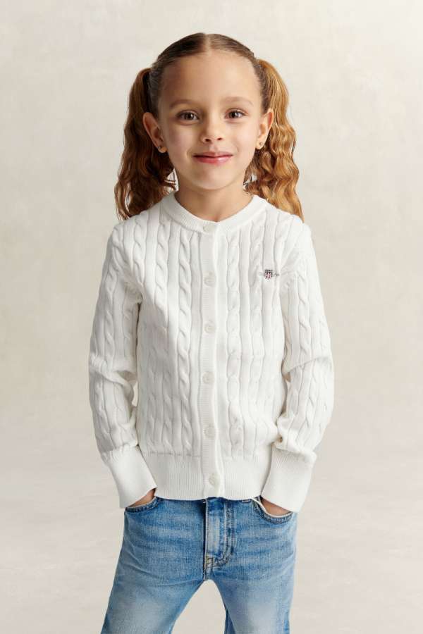 KARDIGÁN GANT SHIELD CABLE KNIT CARDIGAN WHITE