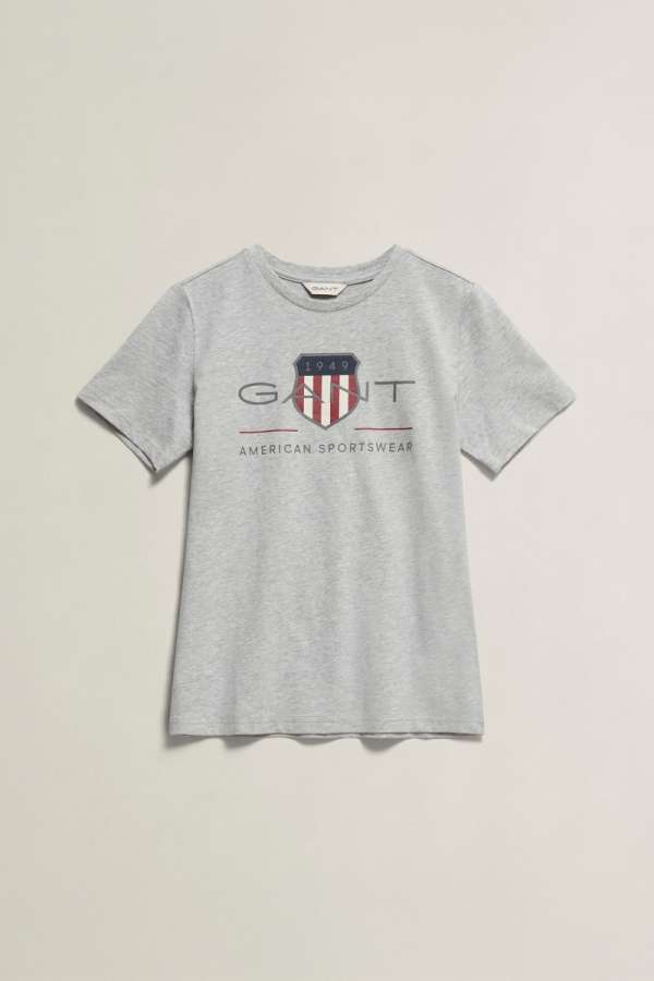 PÓLÓ GANT ARCHIVE SHIELD SS T-SHIRT GREY MELANGE