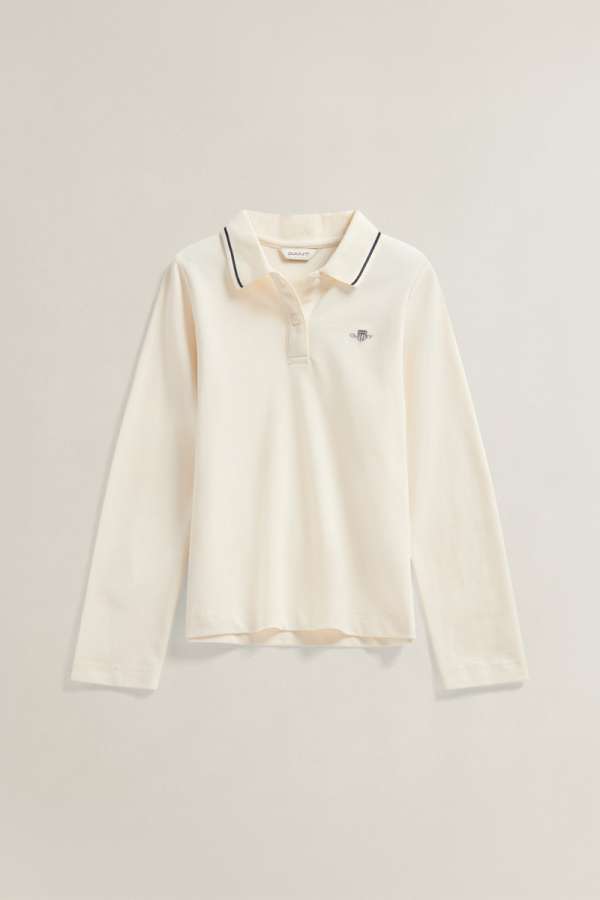 PÓLÓ GANT COLLARED LS POLO CREAM