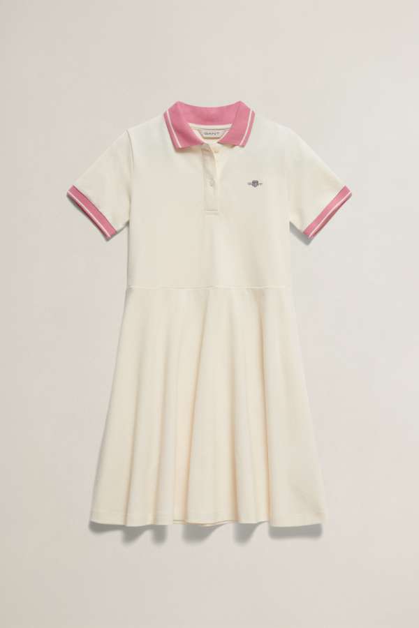 RUHA GANT SHIELD SS POLO DRESS CREAM