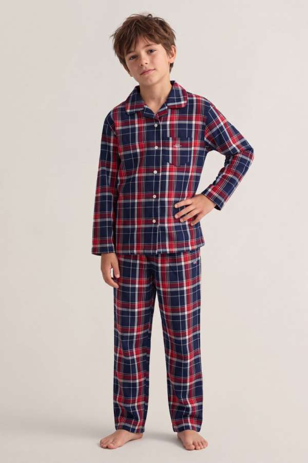 PIZSAMA GANT PLAID FLANNEL PYJAMA SET EVENING BLUE