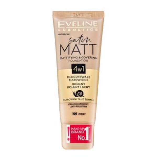 Eveline Satin Matt Mattifying & Covering Foundation 4in1 folyékony make-up matt hatású 101 Ivory 30 ml