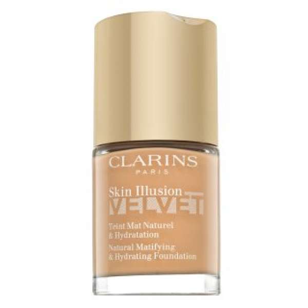 Clarins Skin Illusion Velvet Natural Matifying & Hydrating Foundation folyékony make-up matt hatású 108.5W Cashew 30 ml