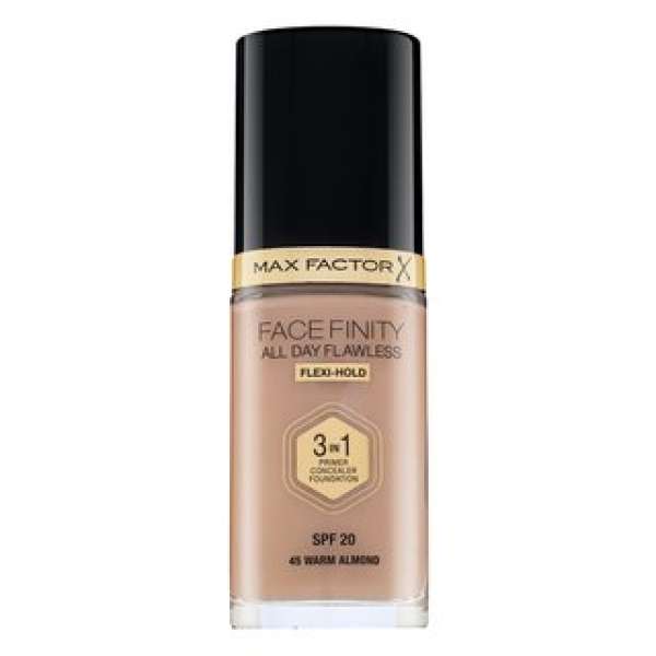 Max Factor Facefinity All Day Flawless Flexi-Hold 3in1 Primer Concealer Foundation SPF20 folyékony make-up 3 az 1-ben 45 30 ml