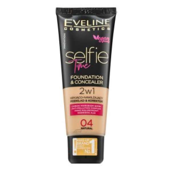Eveline Selfie Time 2in1 Foundation & Concealer hosszan tartó make-up 2az 1-ben 04 Natural 30 ml