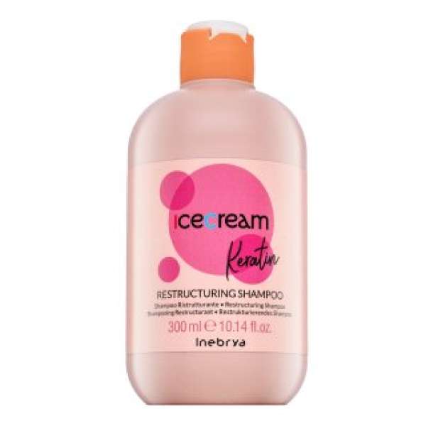 Inebrya Ice Cream Keratin Restructuring Shampoo tápláló sampon hajgöndörödés és rendezetlen hajszálak ellen 300 ml