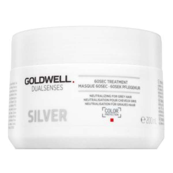 Goldwell Dualsenses Silver 60sec Treatment tápláló maszk színes pigmentekkel platinaszőke és ősz hajra 200 ml