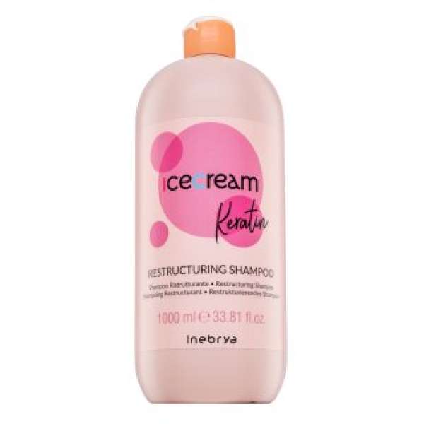 Inebrya Ice Cream Keratin Restructuring Shampoo tápláló sampon hajgöndörödés és rendezetlen hajszálak ellen 1000 ml