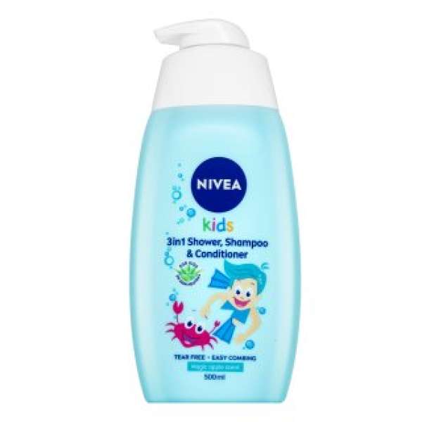 Nivea Kids 3v1 Shower & Shampoo & Conditioner sampon, kondicionáló és tusfürdő gyerekeknek Boy 500 ml