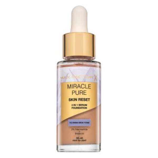 Max Factor Miracle Pure Skin Reset 2in1 Serum Foundation folyékony make-up az arcbőr megújulásához 30-40 Fair To Light 30 ml