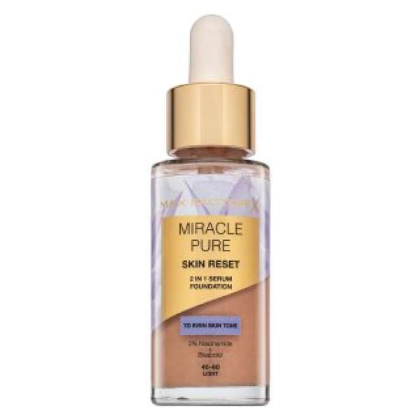 Max Factor Miracle Pure Skin Reset 2in1 Serum Foundation folyékony make-up az arcbőr megújulásához 40-60 Light 30 ml