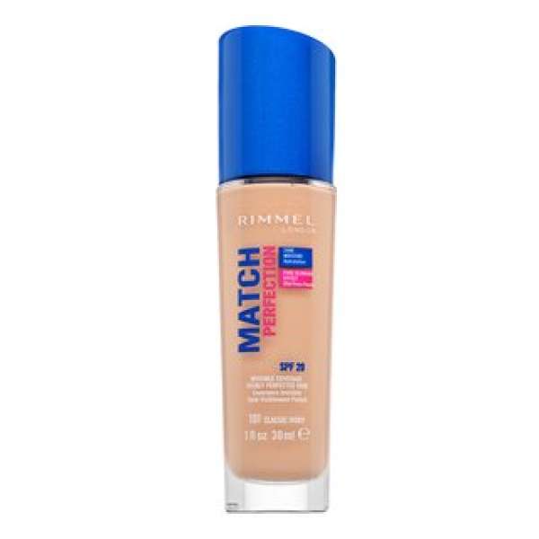 Rimmel London Match Perfection 24HR SPF20 Foundation folyékony make-up az egységes és világosabb arcbőrre 101 Classic Ivory 30 ml