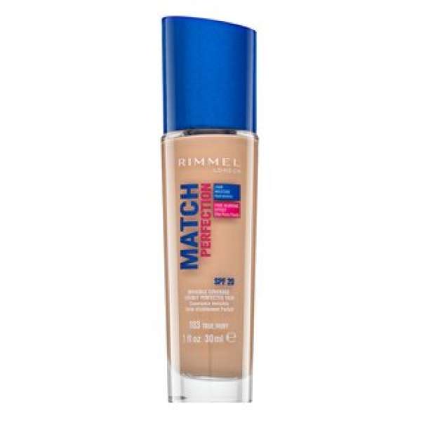 Rimmel London Match Perfection 24HR SPF20 Foundation folyékony make-up az egységes és világosabb arcbőrre 103 True Ivory 30 ml