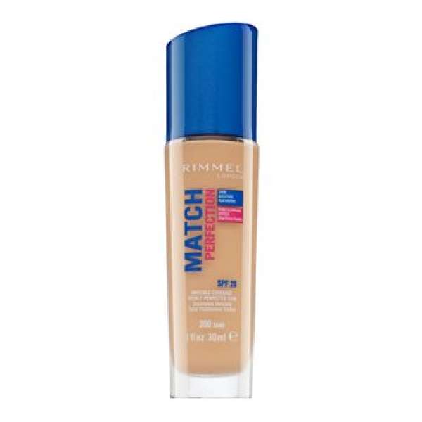 Rimmel London Match Perfection 24HR SPF20 Foundation folyékony make-up az egységes és világosabb arcbőrre 300 Sand 30 ml