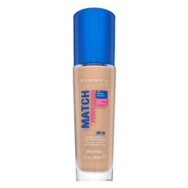 Rimmel London Match Perfection 24HR SPF20 Foundation folyékony make-up az egységes és világosabb arcbőrre 200 Soft Beige 30 ml