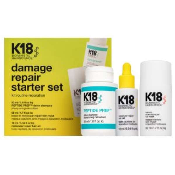 K18 Damage Repair Starter Set készlet a hajszálak erősítésére 53 ml + 50 ml + 10 ml