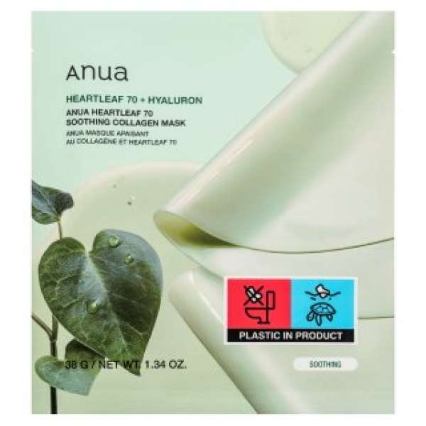 Anua Heartleaf 70 + Hyaluron nyugtató és frissítő maszk Soothing Collagen Mask 4 x 38 g
