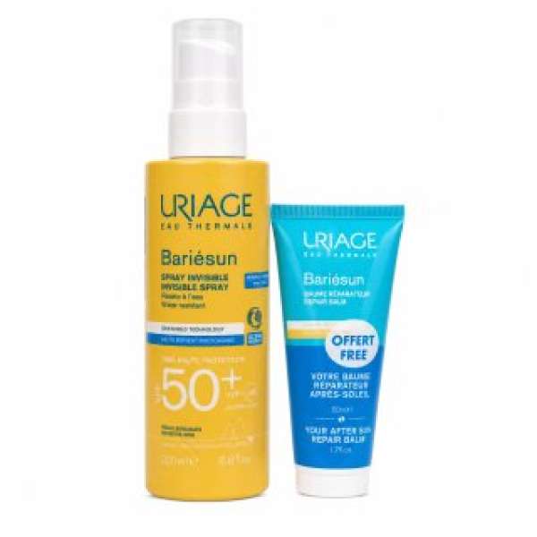Uriage Bariésun készlet a tökéletes barnuláshoz Invisible Spray SPF 50+ + After Sun Repair Balm 200 ml + 50 ml
