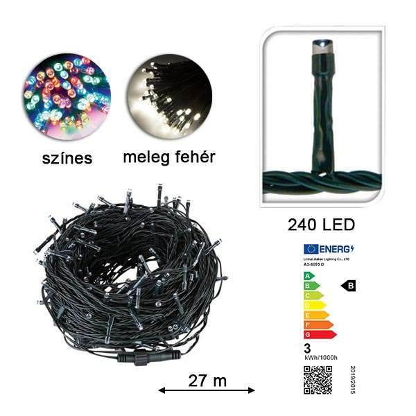 LED fényfüzér választható méretben és színben-240 LED-es-színes