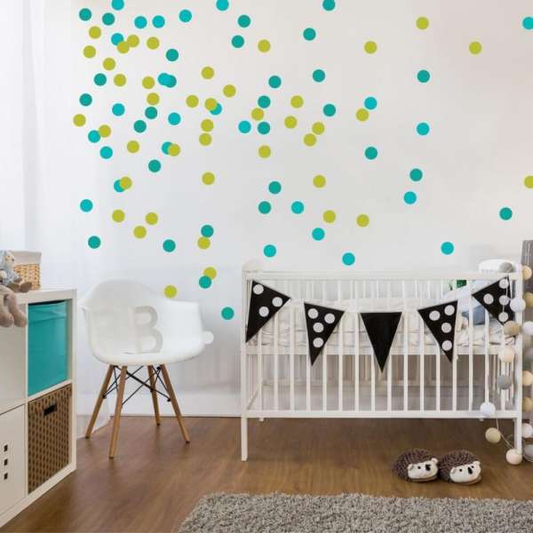 Konfetti falmatrica és türkiz pöttyök