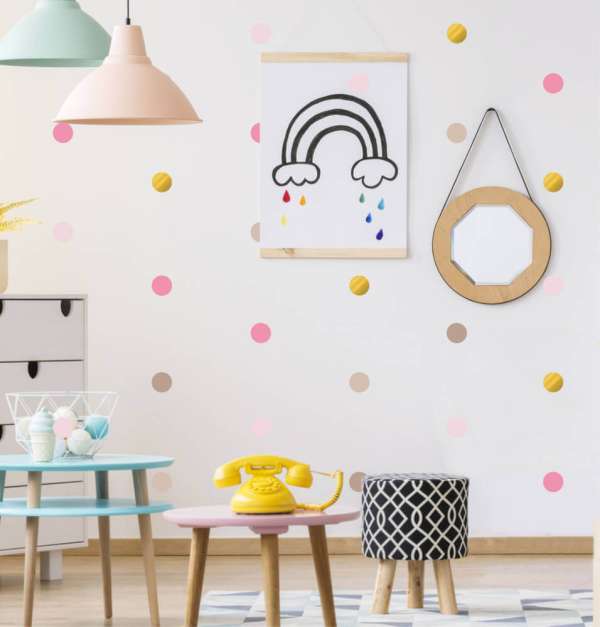 Pöttyös falmatrica - Arany-rózsaszín golyócskák