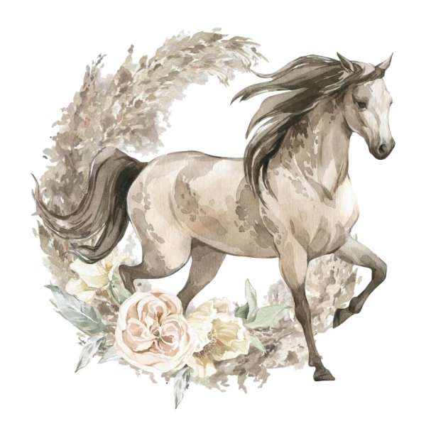 Lovas falimatrica - Barna ló boho stílusban