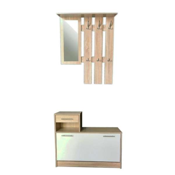 Filio tükrös előszobafal, fehér-fehérített tölgy