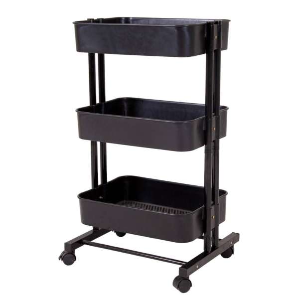 Debby gurulós tároló polc, fekete