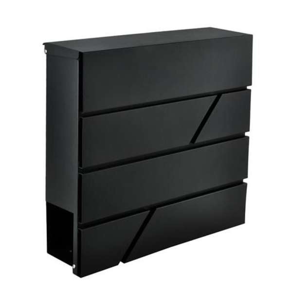 Fém postaláda, levélszekrény újságtartóval, vízálló, függönyborítással, zárható, antracit színben