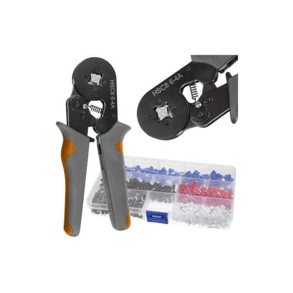 Krimpelő fogó, 0,25-10mm2 perselyekhez, 500 db-os különböző méretű persellyel