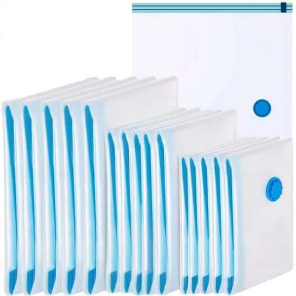 15 db-os vákuumzsák szett 3 féle mérettel, 5-5 db 50×70, 60×80, 70×100 cm zsákokkal