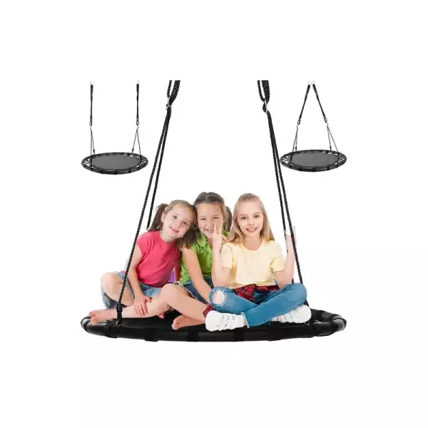 Fészekhinta 100 cm-es átmérővel, állítható hosszal, 150 kg teherbírással, időjárásálló, fekete színben