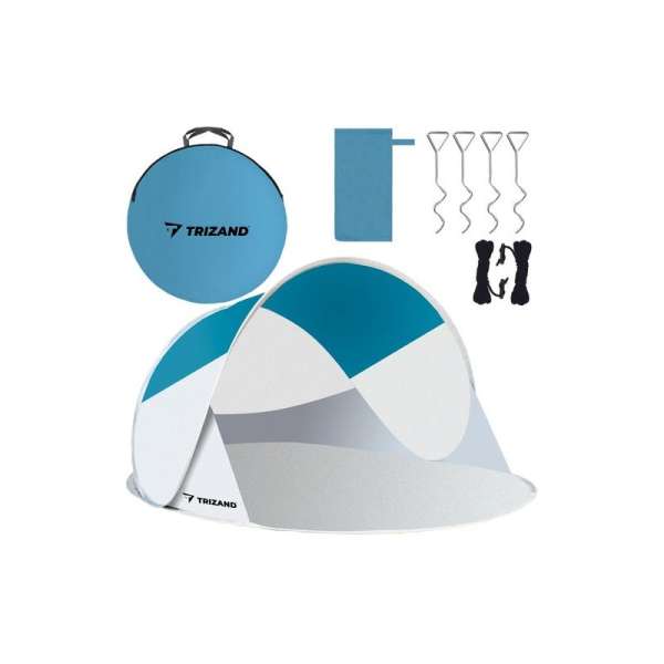 Strandsátor, pop up, összecsukható árnyékoló, napellenző, 220x120x90 cm, kék-szürke