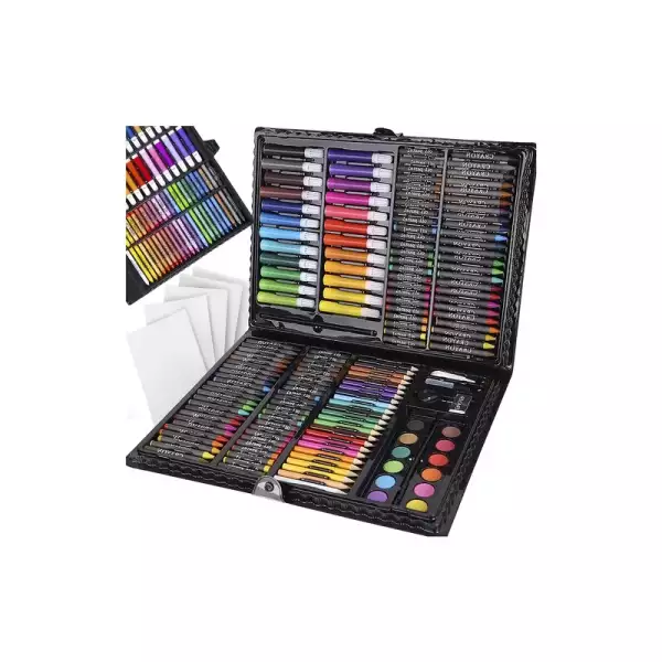 168 részes rajz és festőkészlet gyerekeknek, összecsukható tárolóban, széles eszköztárral
