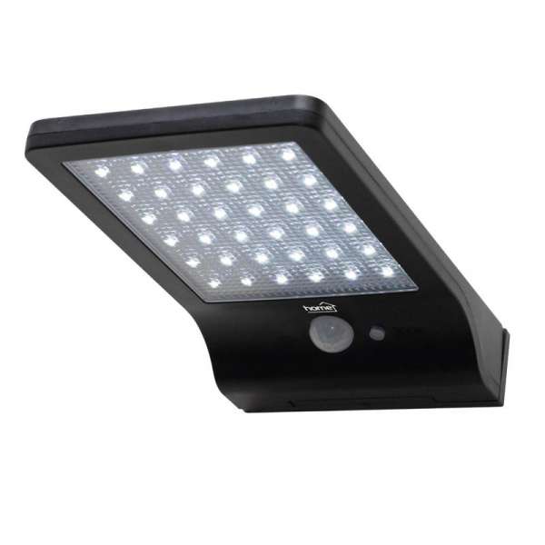 Home FLP300SOLAR napelemes LED reflektor, 300 lm, PIR mozgásérzékelő, 120° 5m, 36 db hidegfehér SMD LED, energiatakarékos, műanyag, IP44