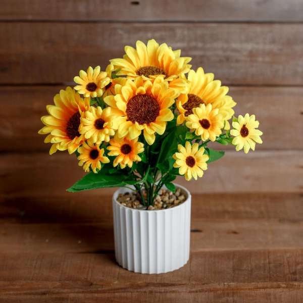 Műnövény dekoráció - napraforgó - 20 x 8 cm