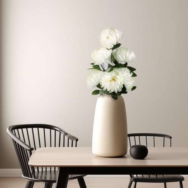 Műnövény dekoráció - krizantém - fehér - 12 x 58 cm