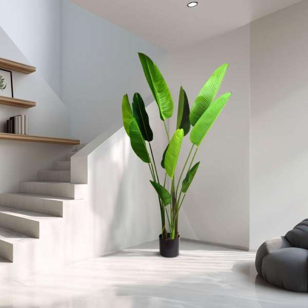 Műnövény dekoráció - banánlevél fa - zöld - 1,9 m