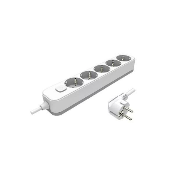 5 aljzatos elosztó, lábbal működtethető kapcsolóval, 2 m kábel, 16A 