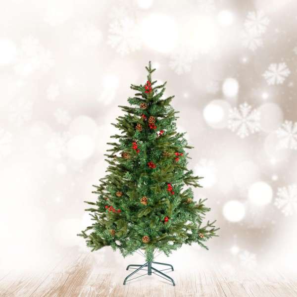 Műfenyő - 150 cm - PE / PVC - piros bogyóval